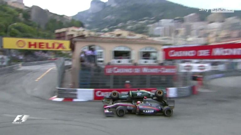 In 2010 at the Monaco Grand Prix, Jarno Trulli and Karun Chandhok collided resulting in the Lotus driver going over Chandhok's car