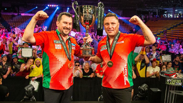 Jonny Clayton and Gerwyn Price sealed a second World Cup of Darts trophy for Wales