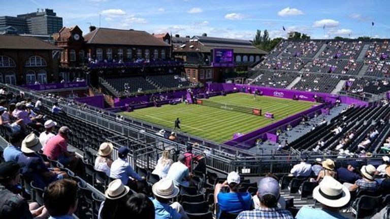 General view as spectators watch the action between Jack Draper and Jannik Sinner during day one of the cinch Championships at The Queen&#39;s Club, London. Picture date: Monday June 14, 2021.